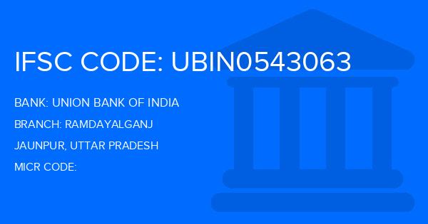 Union Bank Of India (UBI) Ramdayalganj Branch IFSC Code