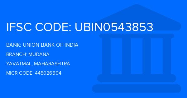 Union Bank Of India (UBI) Mudana Branch IFSC Code