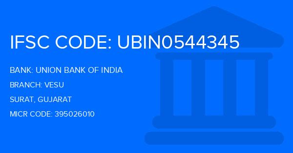 Union Bank Of India (UBI) Vesu Branch IFSC Code