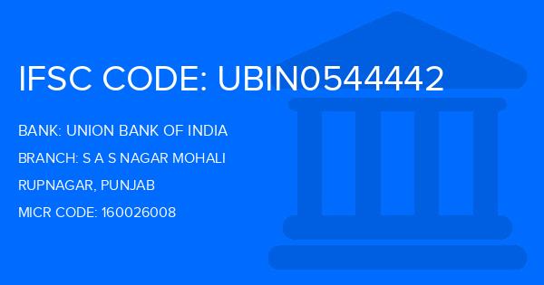 Union Bank Of India (UBI) S A S Nagar Mohali Branch IFSC Code