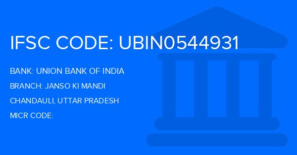 Union Bank Of India (UBI) Janso Ki Mandi Branch IFSC Code