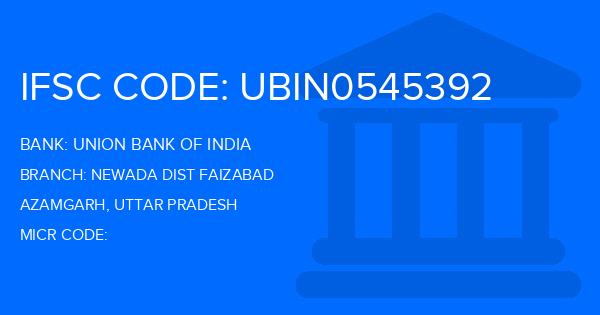 Union Bank Of India (UBI) Newada Dist Faizabad Branch IFSC Code