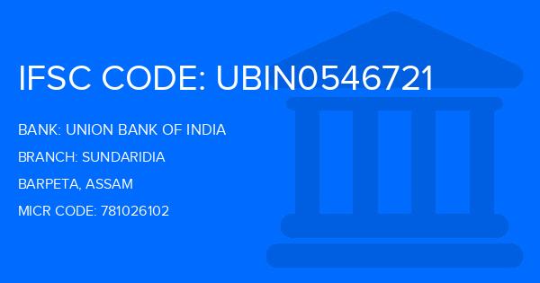 Union Bank Of India (UBI) Sundaridia Branch IFSC Code