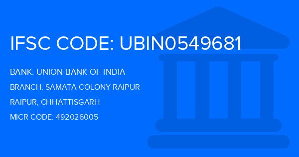 Union Bank Of India (UBI) Samata Colony Raipur Branch IFSC Code
