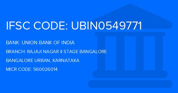 Union Bank Of India (UBI) Rajaji Nagar Ii Stage Bangalore Branch IFSC Code