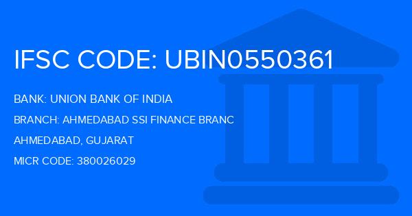 Union Bank Of India (UBI) Ahmedabad Ssi Finance Branc Branch IFSC Code