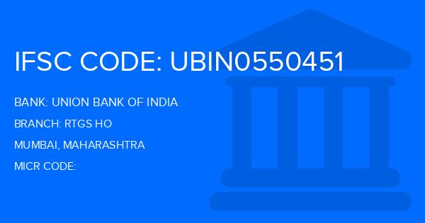 Union Bank Of India (UBI) Rtgs Ho Branch IFSC Code