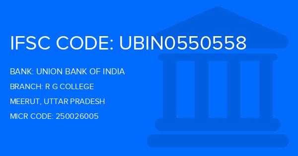 Union Bank Of India (UBI) R G College Branch IFSC Code