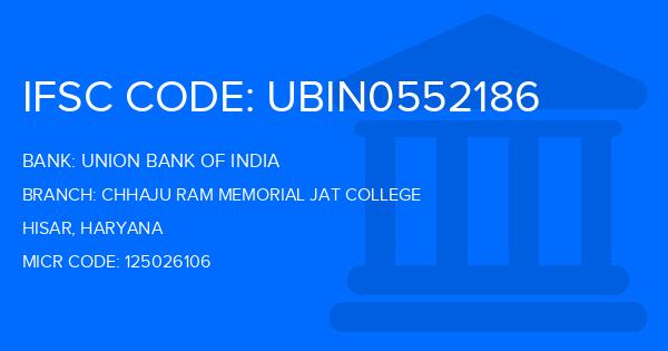 Union Bank Of India (UBI) Chhaju Ram Memorial Jat College Branch IFSC Code