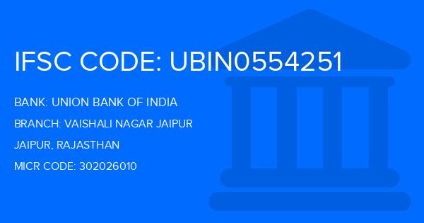 Union Bank Of India (UBI) Vaishali Nagar Jaipur Branch IFSC Code