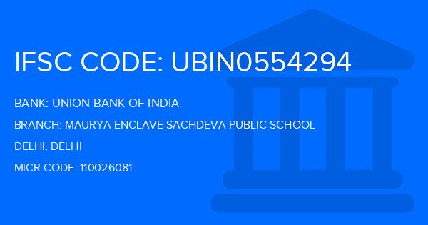 Union Bank Of India (UBI) Maurya Enclave Sachdeva Public School Branch IFSC Code