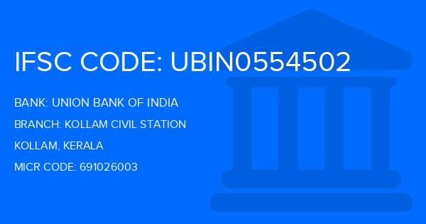 Union Bank Of India (UBI) Kollam Civil Station Branch IFSC Code