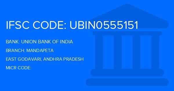 Union Bank Of India (UBI) Mandapeta Branch IFSC Code