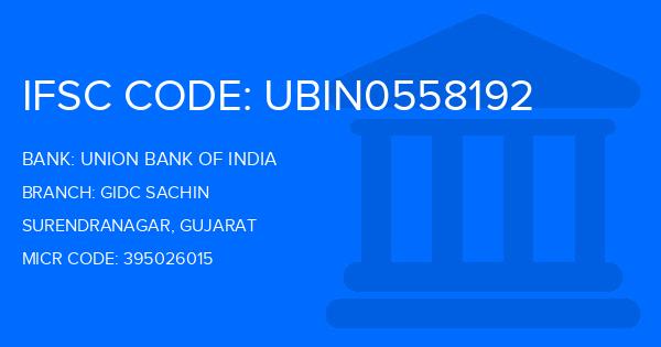 Union Bank Of India (UBI) Gidc Sachin Branch IFSC Code