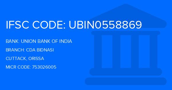 Union Bank Of India (UBI) Cda Bidnasi Branch IFSC Code