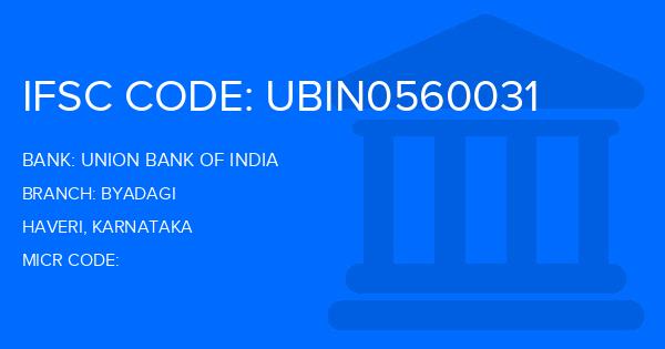 Union Bank Of India (UBI) Byadagi Branch IFSC Code