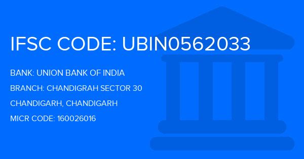 Union Bank Of India (UBI) Chandigrah Sector 30 Branch IFSC Code