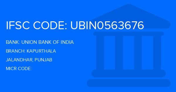 Union Bank Of India (UBI) Kapurthala Branch IFSC Code
