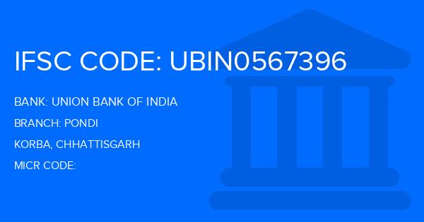 Union Bank Of India (UBI) Pondi Branch IFSC Code