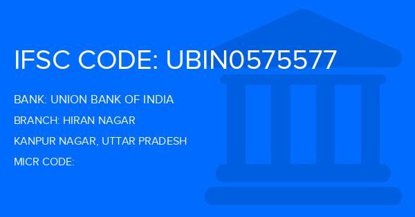 Union Bank Of India (UBI) Hiran Nagar Branch IFSC Code