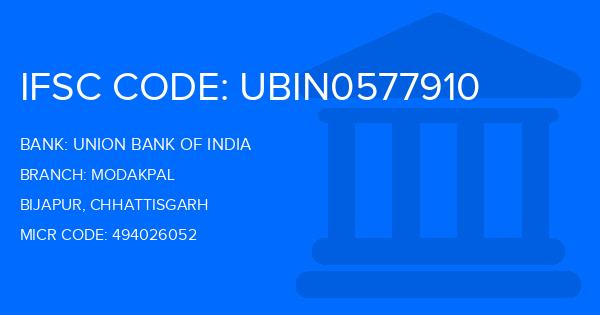 Union Bank Of India (UBI) Modakpal Branch IFSC Code