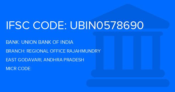 Union Bank Of India (UBI) Regional Office Rajahmundry Branch IFSC Code