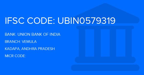 Union Bank Of India (UBI) Vemula Branch IFSC Code