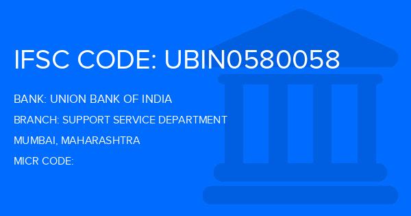 Union Bank Of India (UBI) Support Service Department Branch IFSC Code