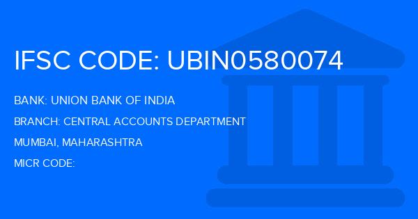 Union Bank Of India (UBI) Central Accounts Department Branch IFSC Code