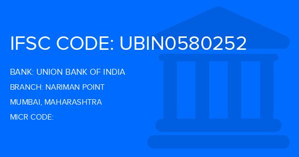 Union Bank Of India (UBI) Nariman Point Branch IFSC Code