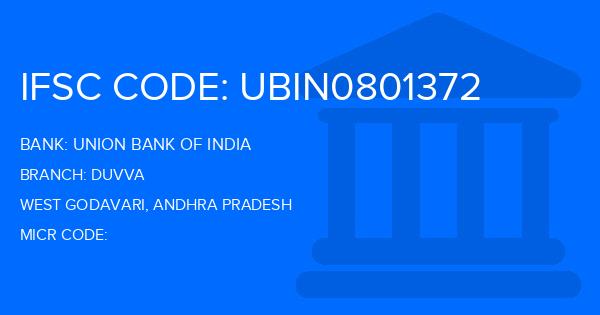 Union Bank Of India (UBI) Duvva Branch IFSC Code