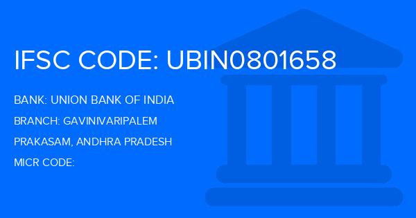 Union Bank Of India (UBI) Gavinivaripalem Branch IFSC Code