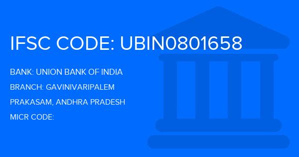 Union Bank Of India (UBI) Gavinivaripalem Branch IFSC Code