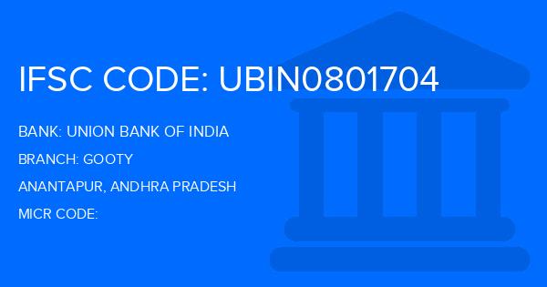 Union Bank Of India (UBI) Gooty Branch IFSC Code