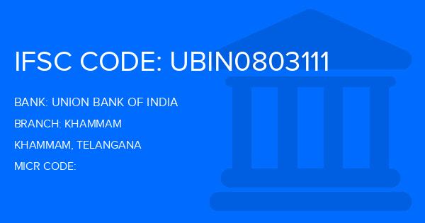 Union Bank Of India (UBI) Khammam Branch IFSC Code