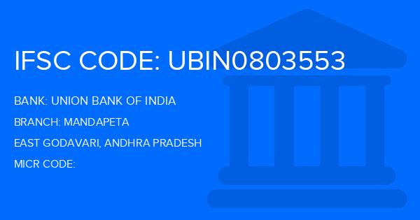 Union Bank Of India (UBI) Mandapeta Branch IFSC Code
