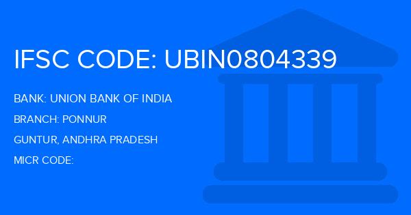 Union Bank Of India (UBI) Ponnur Branch IFSC Code