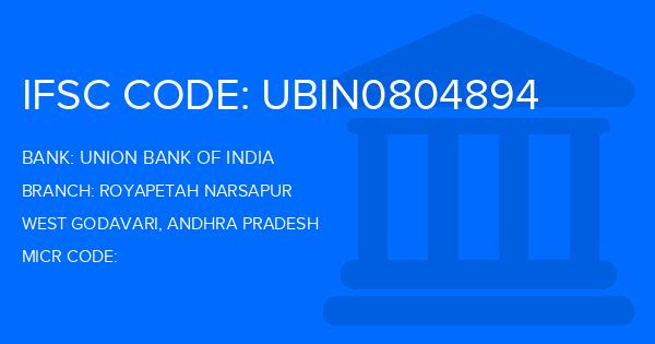 Union Bank Of India (UBI) Royapetah Narsapur Branch IFSC Code