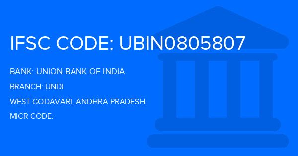 Union Bank Of India (UBI) Undi Branch IFSC Code