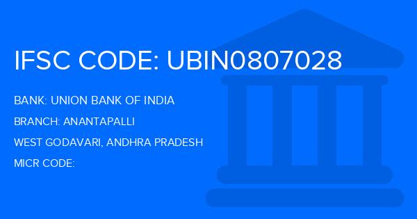 Union Bank Of India (UBI) Anantapalli Branch IFSC Code