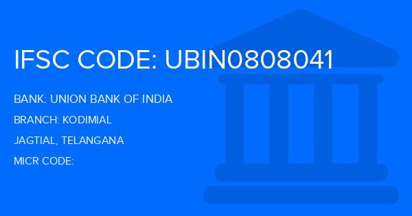 Union Bank Of India (UBI) Kodimial Branch IFSC Code