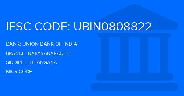 Union Bank Of India (UBI) Narayanaraopet Branch IFSC Code