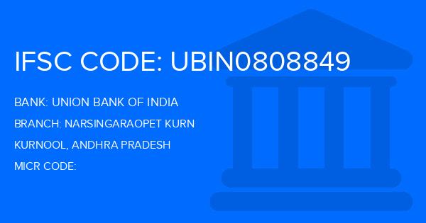 Union Bank Of India (UBI) Narsingaraopet Kurn Branch IFSC Code