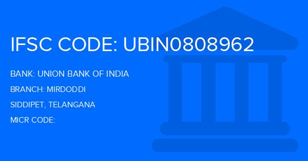 Union Bank Of India (UBI) Mirdoddi Branch IFSC Code