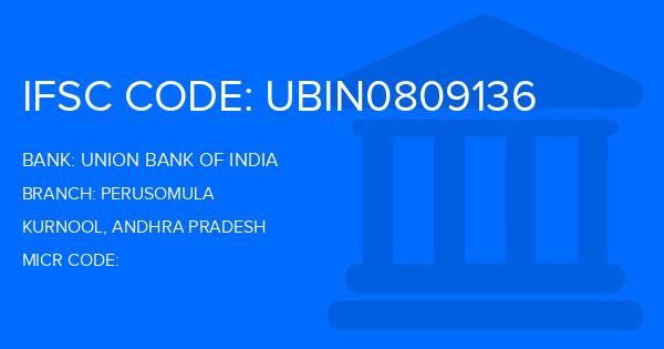 Union Bank Of India (UBI) Perusomula Branch IFSC Code