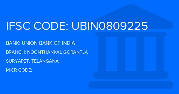 Union Bank Of India (UBI) Noonthankal Gorantla Branch IFSC Code