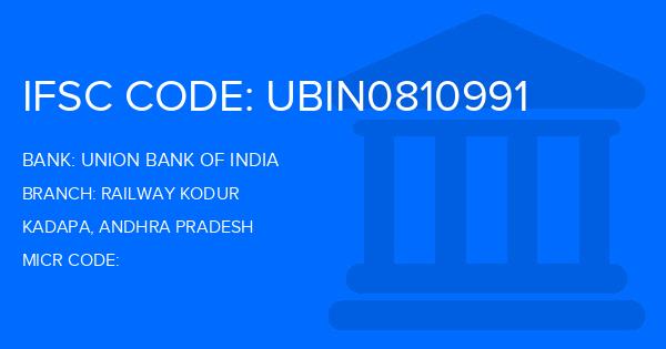 Union Bank Of India (UBI) Railway Kodur Branch IFSC Code