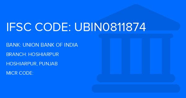 Union Bank Of India (UBI) Hoshiarpur Branch IFSC Code