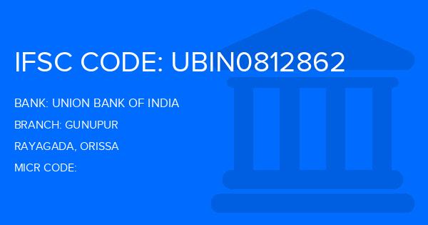 Union Bank Of India (UBI) Gunupur Branch IFSC Code