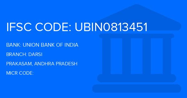 Union Bank Of India (UBI) Darsi Branch IFSC Code